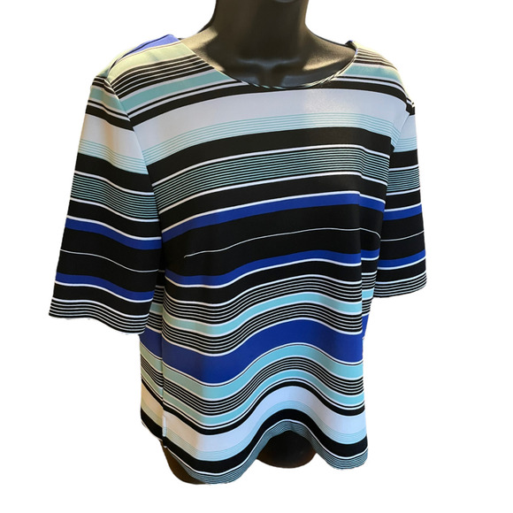 Liz Claiborne Striped Zippered Blouse Size L - Picture 2 of 8